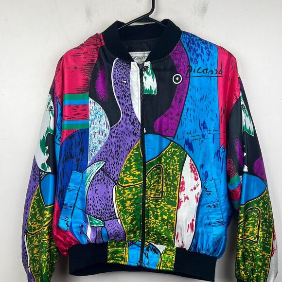 Women’s Vintage 90s Art Picasso Bomber Jacket - Full Zip Size L - Picture 3 of 8